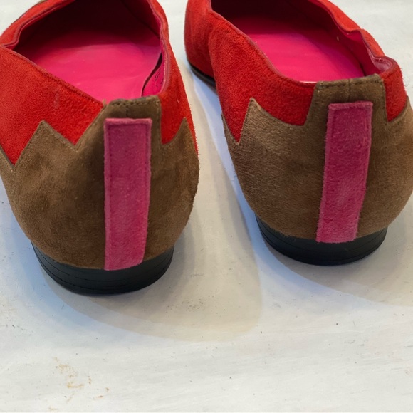 Donald J PLINER red suede pointed toe loafers with low heels excellent condition - Picture 7 of 9